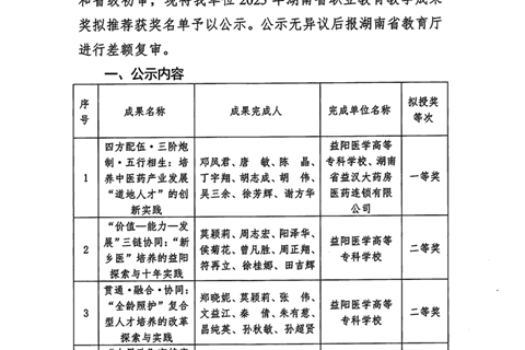 关于2025年湖南省职业教育教学成果奖拟推荐获奖名单的公示